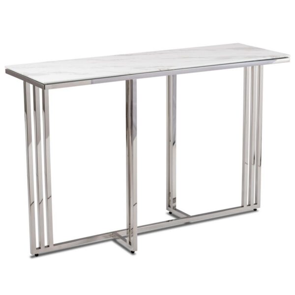 Konferenčný stolík AMAGAT 120 cm strieborný/biely mramor