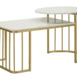 Konferenčný stolík Ankara 90 cm zlatý/mramor