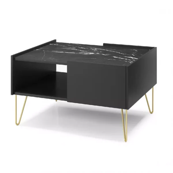 Konferenčný stolík Harmony Va 97 cm čierny/čierny mramor