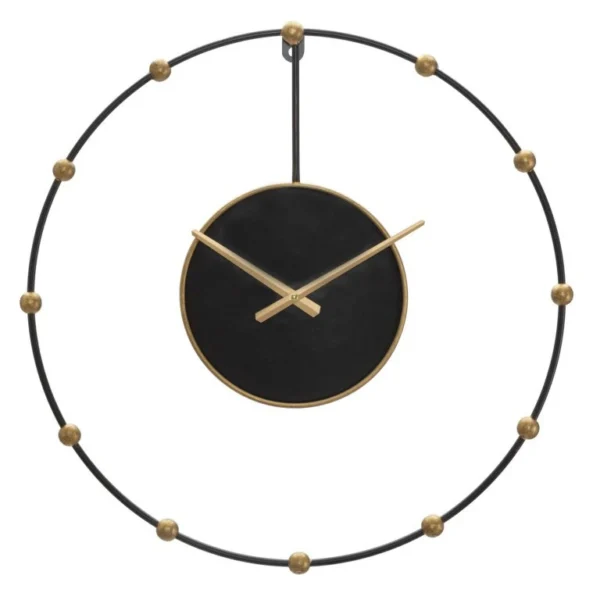 Kovové nástenné hodiny Pearl 61 cm čierne/zlaté