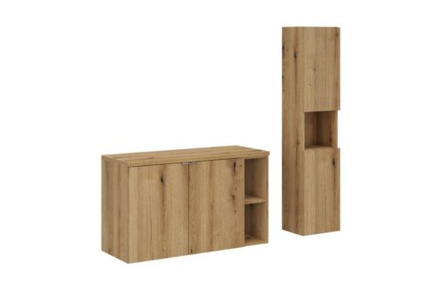 Kúpeľňová zostava Nova Oak so skrinkami 100 cm dub evoke Kúpeľňová zostava Nova Oak so skrinkami 100 cm dub evoke