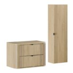 Kúpeľňová zostava Ovalia so skrinkami 80 cm dub Cremona