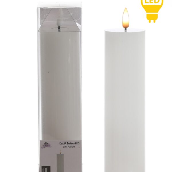 LED sviečka IDALIA 21 cm biela