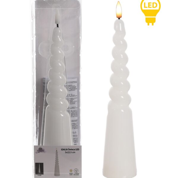 LED sviečka IDALIA SPIRAL 25 cm biela