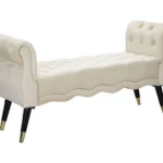 Lavica Paris 120 cm zamat béžová/zlatá