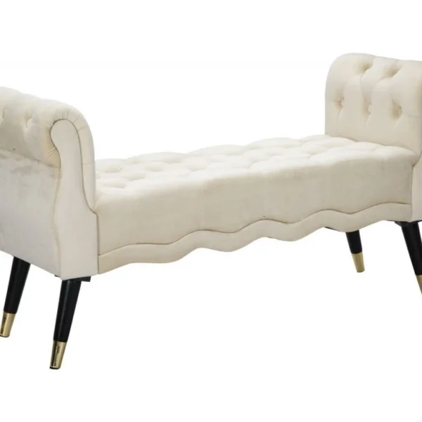 Lavica Paris 120 cm zamat béžová/zlatá