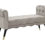 Lavica Paris 120 cm zamat šedá/zlatá