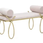 Lavica Stuha 112 cm zamat zlatá/ružová