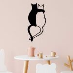 Nástenná kovová dekorácia Love Cats 478 čierna