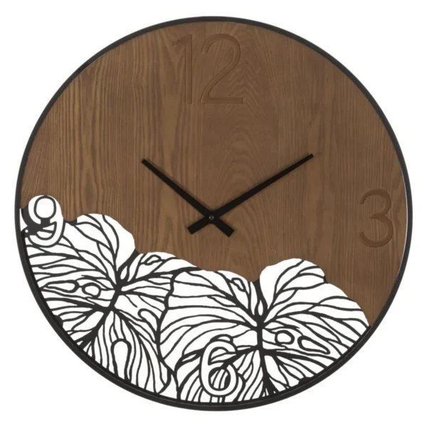 Nástenné hodiny Super Leaf 60 cm hnedé/čierne