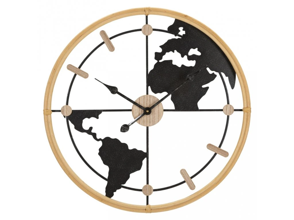 Nástenné hodiny World 60 cm čierne/hnedé Nástenné hodiny World 60 cm čierne/hnedé