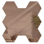 Nástenné samolepiace zrkadlo Hexagón hnedé