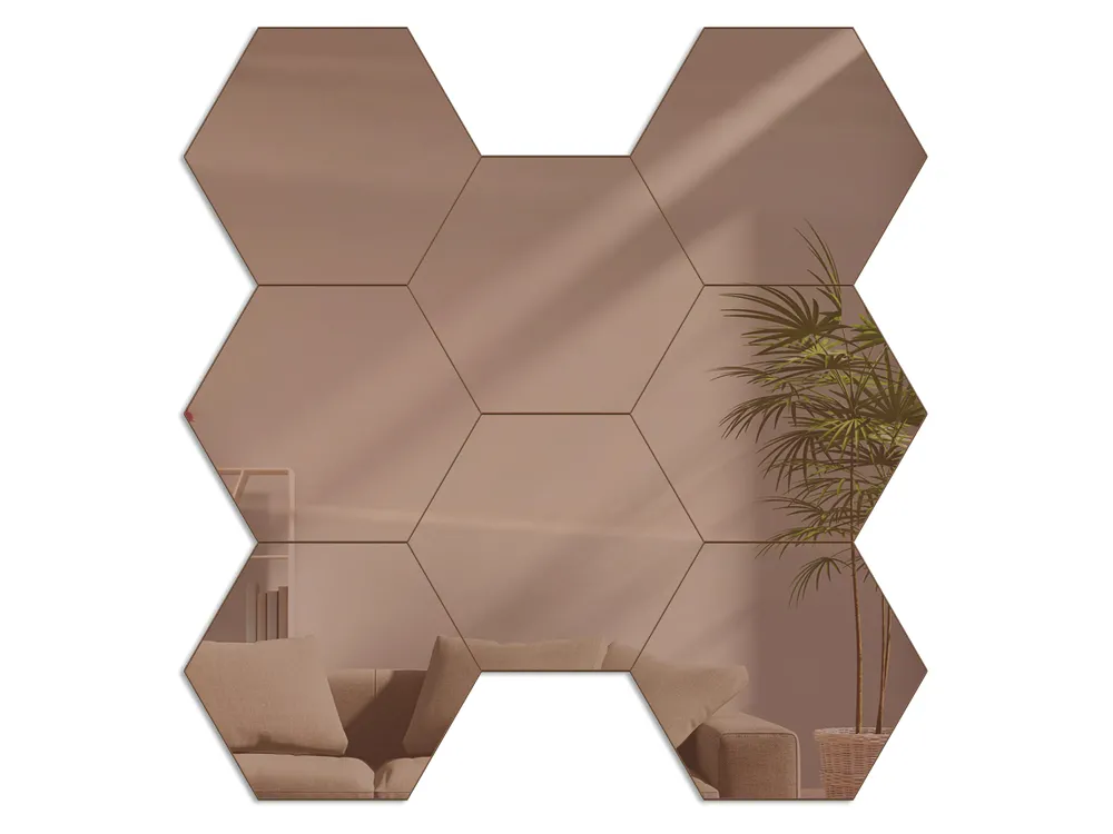 Nástenné samolepiace zrkadlo Hexagón hnedé Nástenné samolepiace zrkadlo Hexagón hnedé