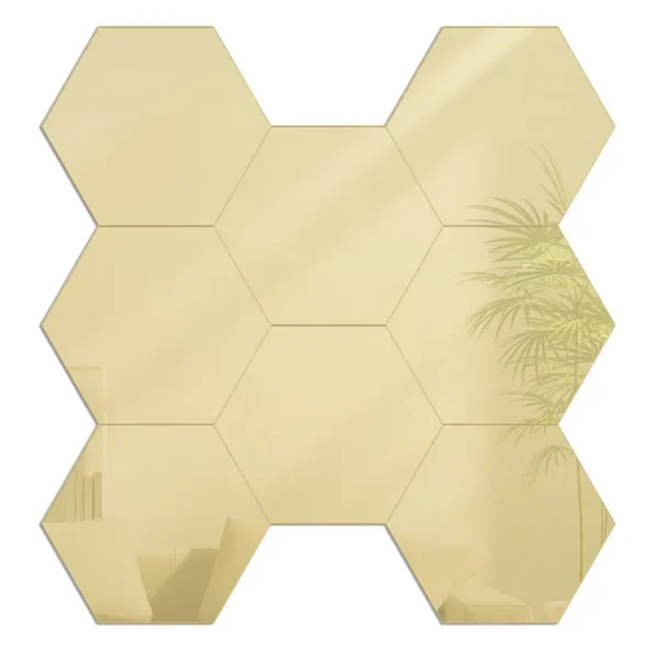 Nástenné samolepiace zrkadlo Hexagon zlaté