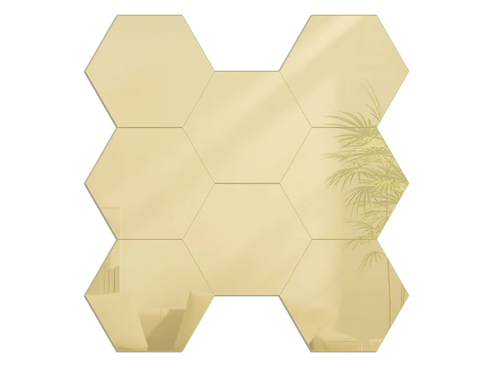 Nástenné samolepiace zrkadlo Hexagon zlaté Nástenné samolepiace zrkadlo Hexagon zlaté