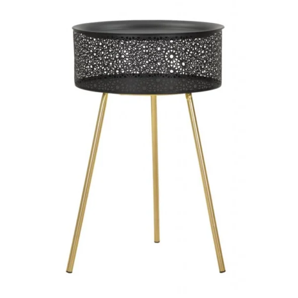 Odkladací stolík Blacky 40 cm čierny/zlatý