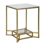 Odkladací stolík Dvojitý 47 cm zlatý/mramor