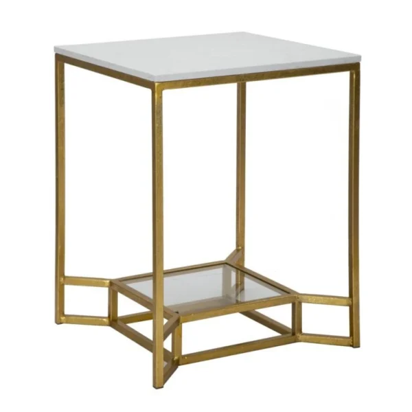Odkladací stolík Dvojitý 47 cm zlatý/mramor