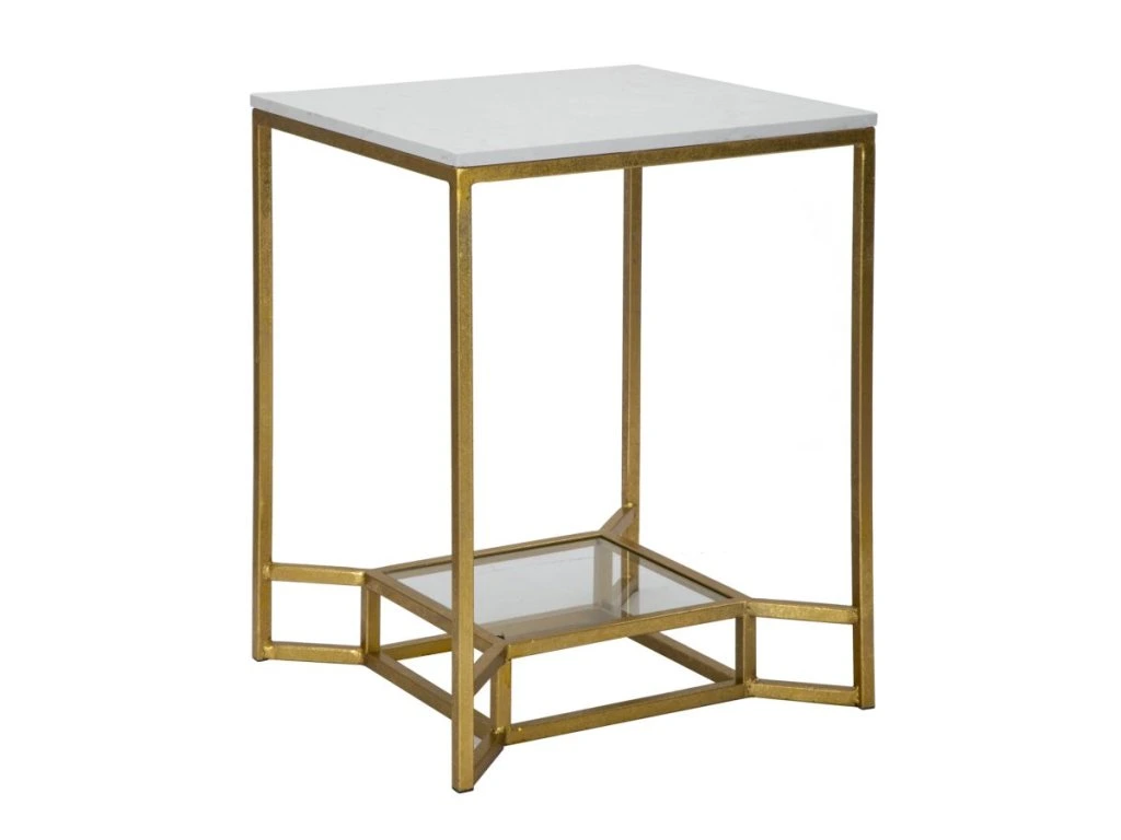 Odkladací stolík Dvojitý 47 cm zlatý/mramor Odkladací stolík Dvojitý 47 cm zlatý/mramor