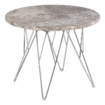 Odkladací stolík Prunus 55 cm šedo-hnedý mramor/chróm