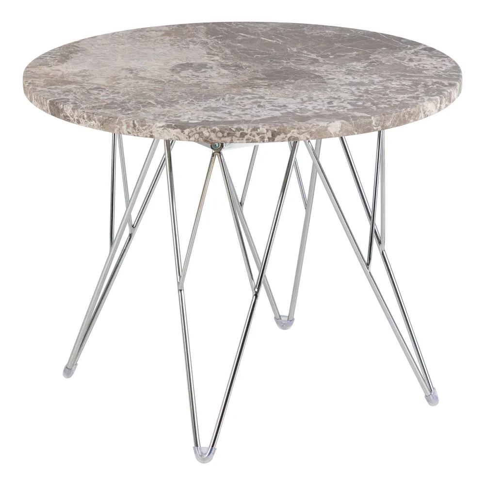 Odkladací stolík Prunus 55 cm šedo-hnedý mramor/chróm Odkladací stolík Prunus 55 cm šedo-hnedý mramor/chróm