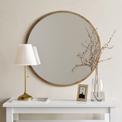 Okrúhle nástenné zrkadlo Ayna 60 cm orech Okrúhle nástenné zrkadlo Ayna 60 cm orech