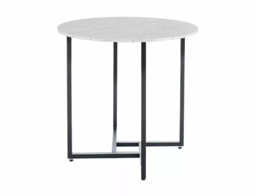Okrúhly jedálenský stôl Alto 80 cm biely mramor/čierny Okrúhly jedálenský stôl Alto 80 cm biely mramor/čierny