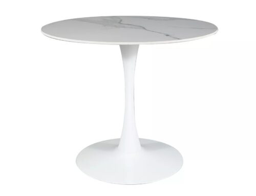 Okrúhly jedálenský stôl Espero 90 cm biely mramor/biely Okrúhly jedálenský stôl Espero 90 cm biely mramor/biely