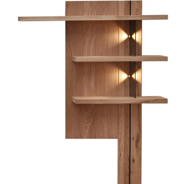 Policový panel Napoli 34 s LED 121 cm z masívu dub biely