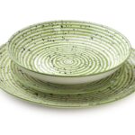 Porcelánová súprava 18 ks PRÚŽKY ZELENÁ