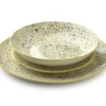 Porcelánová súprava 18 ks tanierov PRÚŽKY BÉŽOVÁ béžová