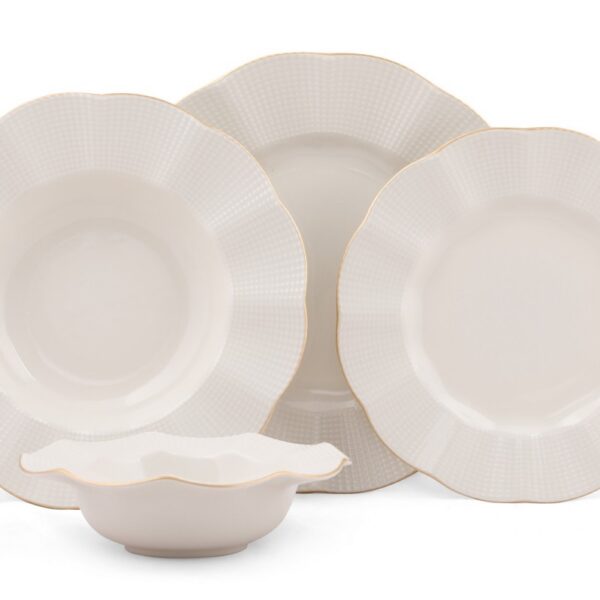 Porcelánová súprava 24 ks tanierov Creamy Gold biela/zlatá
