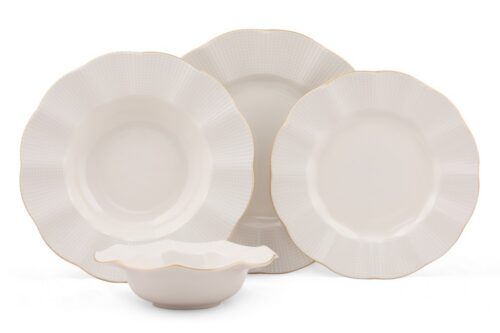 Porcelánová súprava 24 ks tanierov Creamy Gold biela/zlatá Porcelánová súprava 24 ks tanierov Creamy Gold biela/zlatá