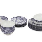 Porcelánová súprava 24 ks tanierov Folclore biela/modrá
