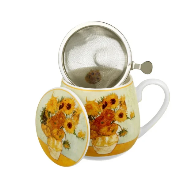 Porcelánový hrnček Van Gogh Slnečnice s infuzérom 430 ml viacfarebný