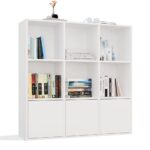 Regál MALAX 3x3 s 3 dvierkami 110 cm biely