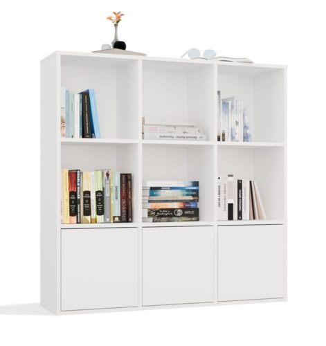 Regál MALAX 3x3 s 3 dvierkami 110 cm biely Regál MALAX 3x3 s 3 dvierkami 110 cm biely