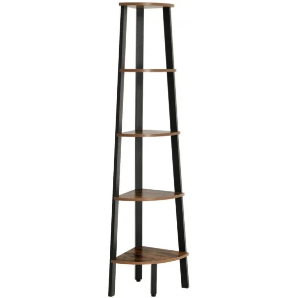 Rohový regál Vasagle Wetty čierny/hnedý