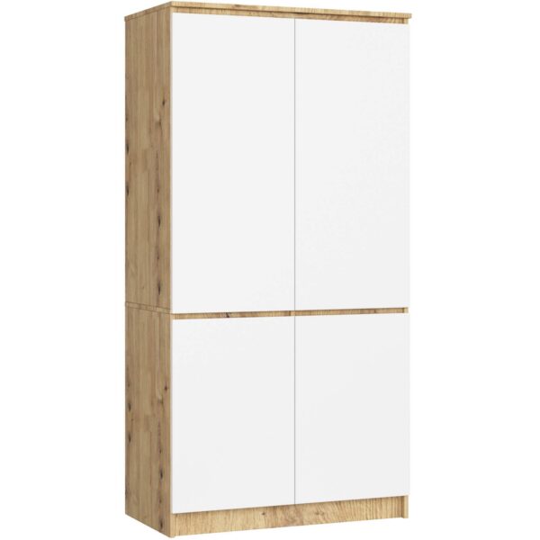Šatníková skriňa CLP S90/4D dub artisan/biela