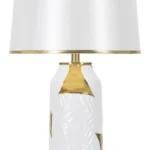 Stolná lampa keramická 70 cm bielo-zlatá