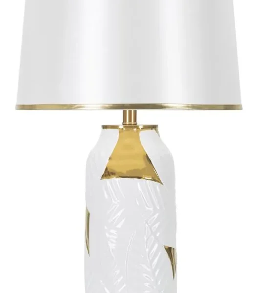 Stolná lampa keramická 70 cm bielo-zlatá