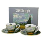 Súprava 2 ks porcelánových hrnčekov Van Gogh Pšeničné pole 90 ml viacfarebná