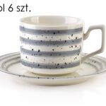 Súprava 6 ks šálok s podšálkou Radosť 210 ml biela/sivá