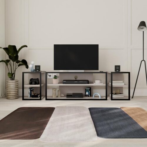 Súprava TV stolíka + 2 ks bočných stolíkov Houseland Echo mocha/čierna Súprava TV stolíka + 2 ks bočných stolíkov Houseland Echo mocha/čierna