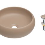 Súprava keramického umývadla s výpusťou WIKI 36 cm cappuccino