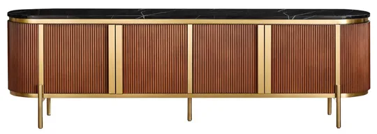 TV stolík Stilig 200 cm čierny mramor/gaštan