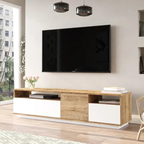 Televízny stolík Houseland Fledro biely/borovica Atlantic