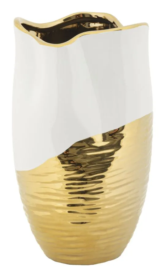 Váza Lux 35 cm zlatá/biela Váza Lux 35 cm zlatá/biela