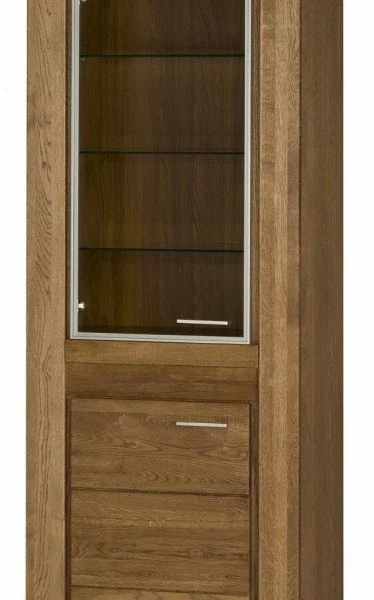 Vitrína Velvet II 10 75 cm z masívu ľavá s LED osvetlením dub Rustikal