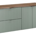 Závesná skrinka pod umývadlo Line Reed Green s doskou 120 cm zelená/dub casella